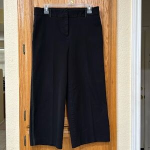 Black Cropped Dress Pants w/White Threading w/Control Panel - Size 8